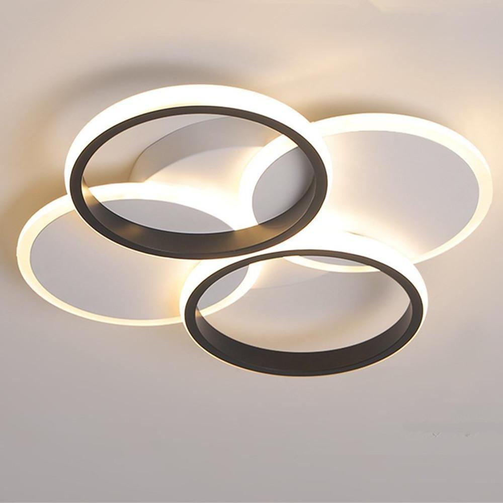 Modern 4 Ring LED Ceiling Light Geometrical Flush Mount Fixture for Living Room Bedroom