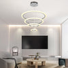 Modern 4 Ring LED Chandelier Dimmable Adjustable Height Pendant Ceiling Light