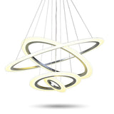 Modern 4 Ring LED Chandelier Dimmable Adjustable Height Pendant Ceiling Light