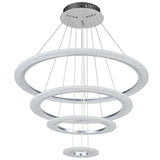 Modern 4 Ring LED Chandelier Dimmable Adjustable Height Pendant Ceiling Light