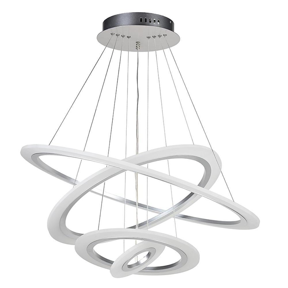 Modern 4 Ring LED Chandelier Dimmable Adjustable Height Pendant Ceiling Light