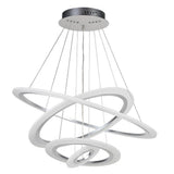 Modern 4 Ring LED Chandelier Dimmable Adjustable Height Pendant Ceiling Light