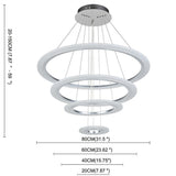 Modern 4 Ring LED Chandelier Dimmable Adjustable Height Pendant Ceiling Light
