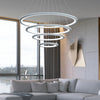 Modern 4 Ring LED Chandelier Dimmable Mid Century Circle Pendant Lighting with Remote