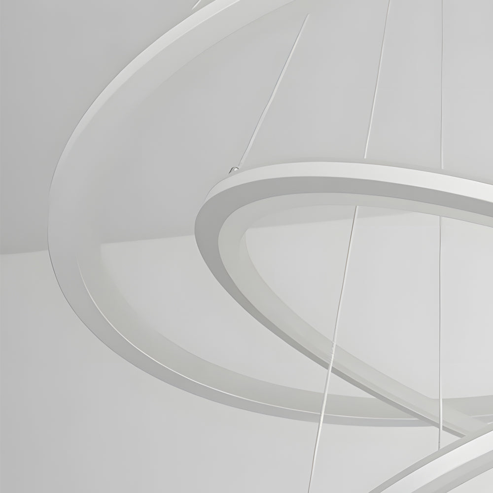Modern 4 Ring LED Chandelier Dimmable Mid Century Circle Pendant Lighting with Remote
