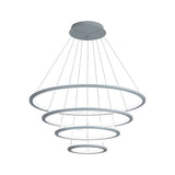Modern 4 Ring LED Chandelier Dimmable Mid Century Circle Pendant Lighting with Remote