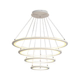 Modern 4 Ring LED Chandelier Dimmable Mid Century Circle Pendant Lighting with Remote
