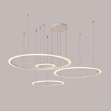 Modern 4 Ring LED Geometric Pendant Light Acrylic and Metal Multi Circle Chandelier