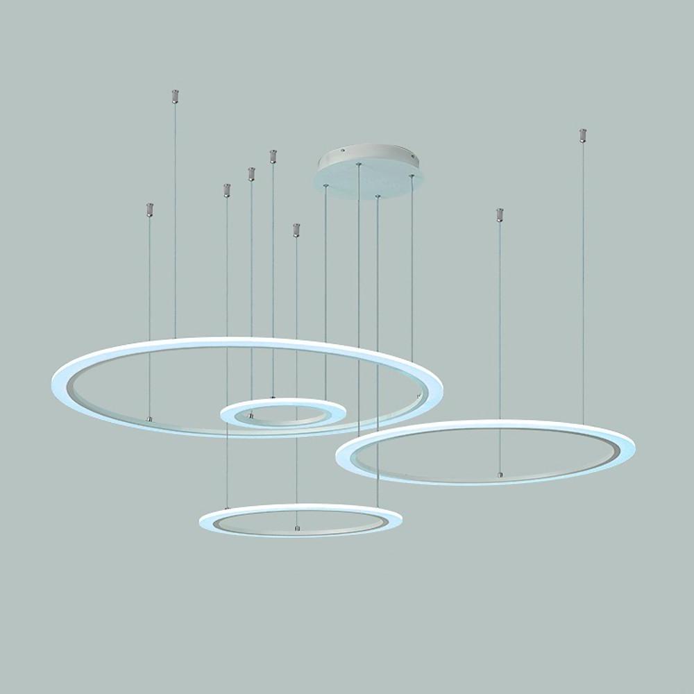 Modern 4 Ring LED Geometric Pendant Light Acrylic and Metal Multi Circle Chandelier