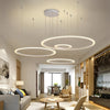 Modern 4 Ring LED Pendant Light Dimmable Geometric Artistic Chandelier for Dining Living Room