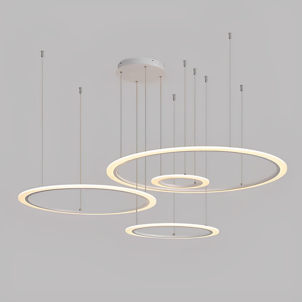 Modern 4 Ring LED Pendant Light Dimmable Geometric Artistic Chandelier for Dining Living Room