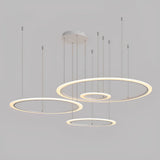 Modern 4 Ring LED Pendant Light Dimmable Geometric Artistic Chandelier for Dining Living Room