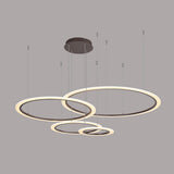Modern 4 Ring LED Pendant Light Dimmable Geometric Artistic Chandelier for Dining Living Room