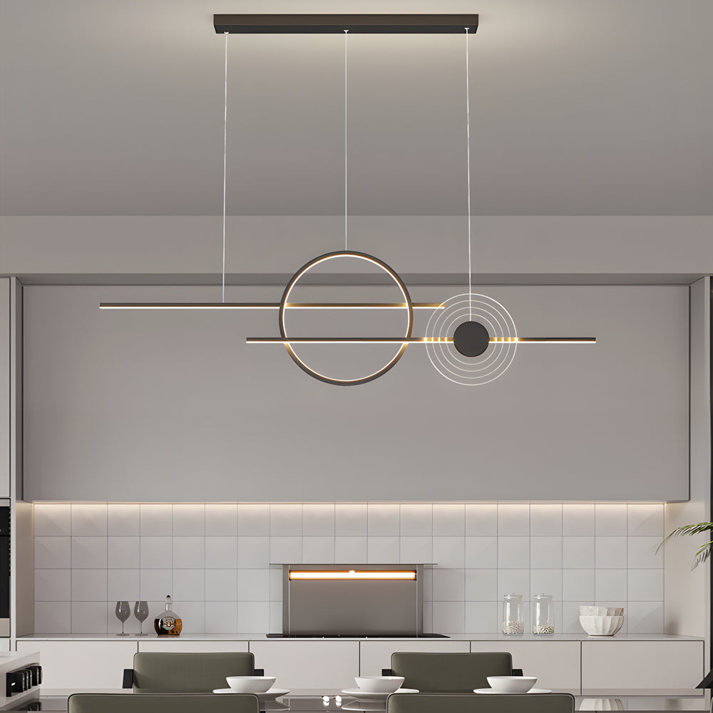 Modern 40 Inch Dimmable Ring Linear LED Island Chandelier Nordic Style Dining Room Pendant Light