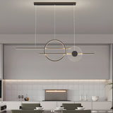 Modern 40 Inch Dimmable Ring Linear LED Island Chandelier Nordic Style Dining Room Pendant Light