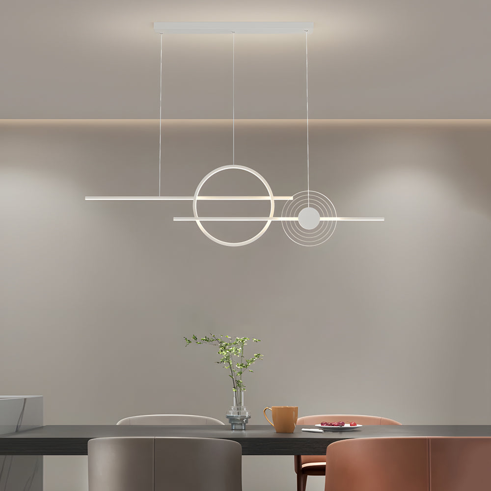 Modern 40 Inch Dimmable Ring Linear LED Island Chandelier Nordic Style Dining Room Pendant Light