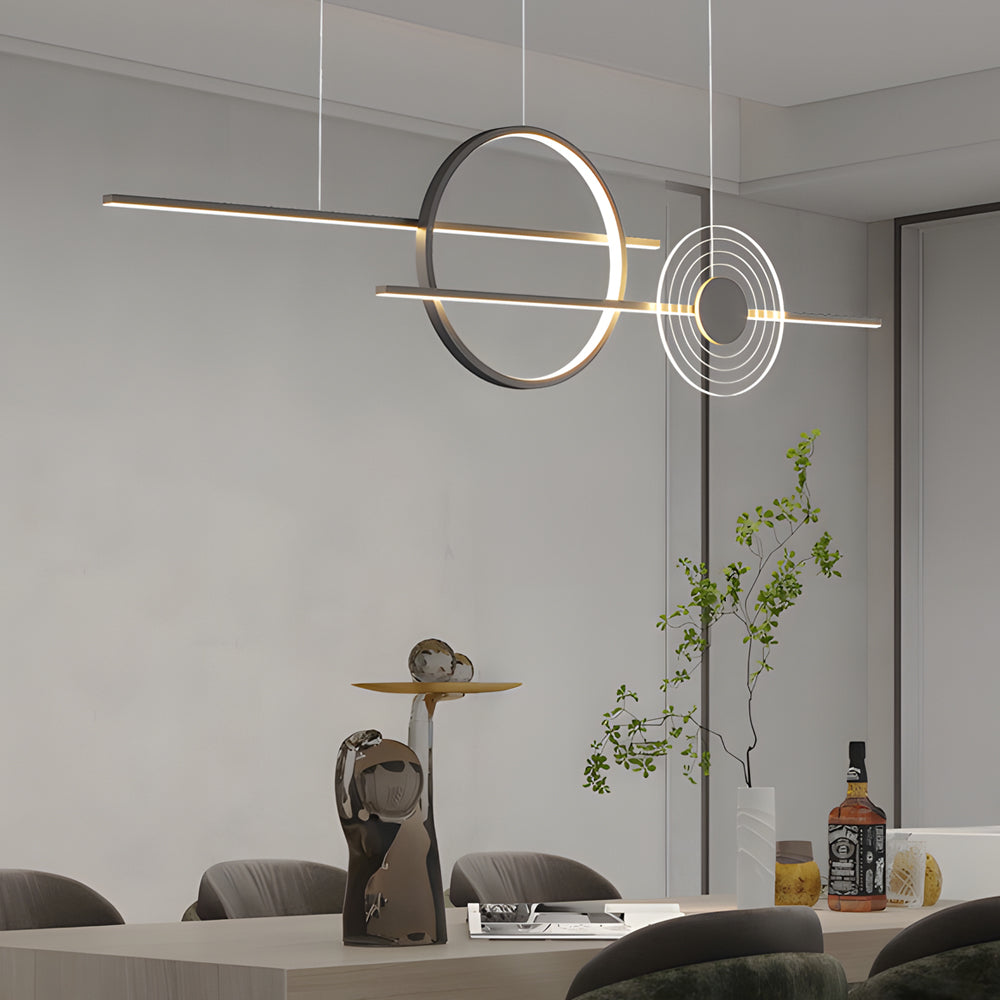 Modern 40 Inch Dimmable Ring Linear LED Island Chandelier Nordic Style Dining Room Pendant Light