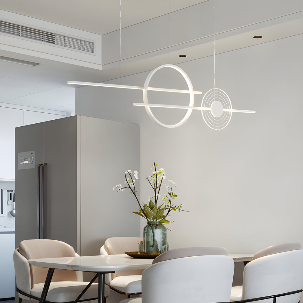Modern 40 Inch Dimmable Ring Linear LED Island Chandelier Nordic Style Dining Room Pendant Light
