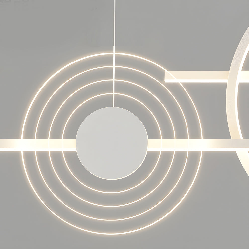 Modern 40 Inch Dimmable Ring Linear LED Island Chandelier Nordic Style Dining Room Pendant Light