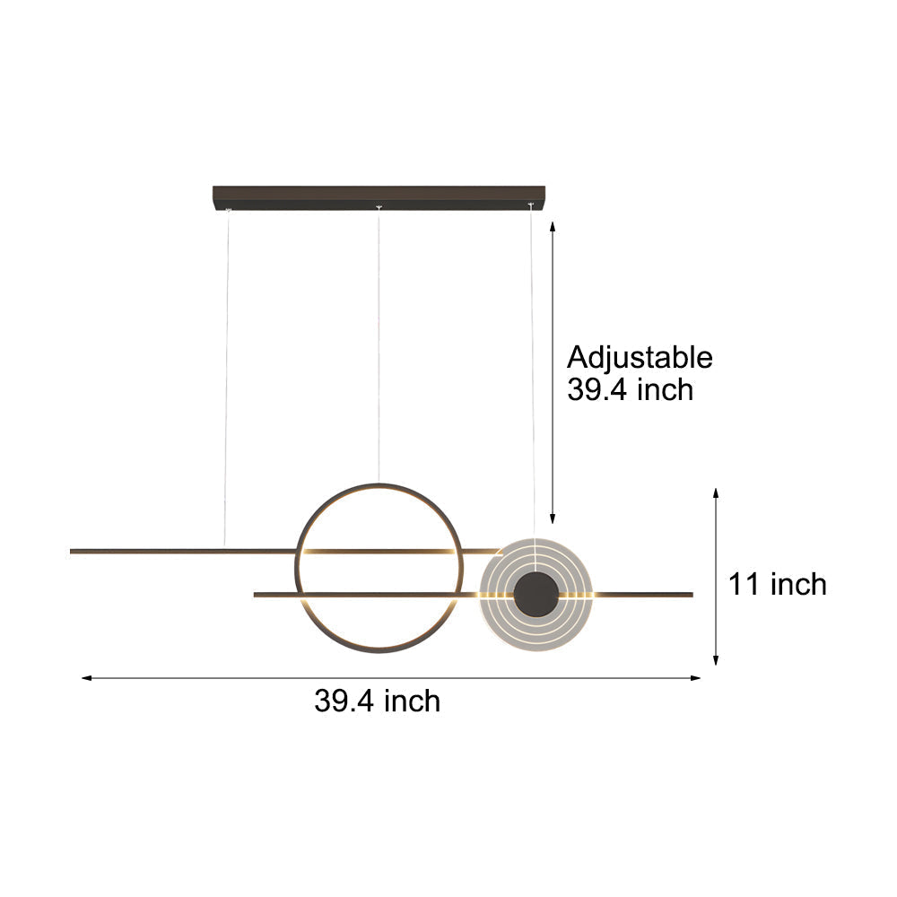 Modern 40 Inch Dimmable Ring Linear LED Island Chandelier Nordic Style Dining Room Pendant Light