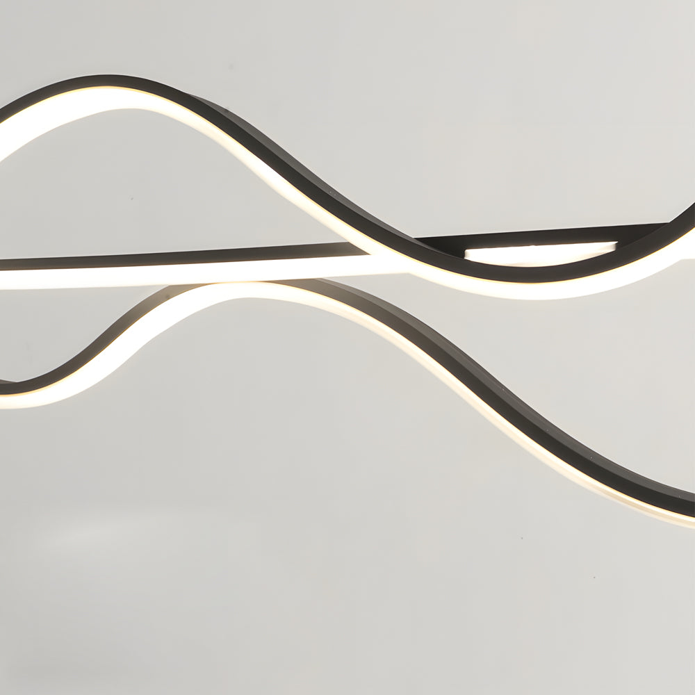 Modern 40 Inch Wave LED Pendant Light Dimmable Chandelier for Kitchen Island and Dining Room