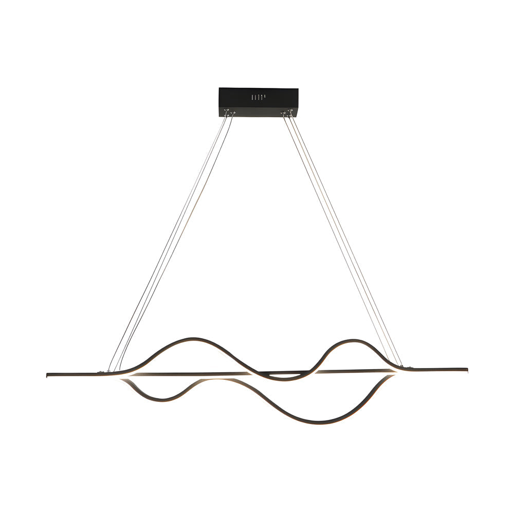 Modern 40 Inch Wave LED Pendant Light Dimmable Chandelier for Kitchen Island and Dining Room