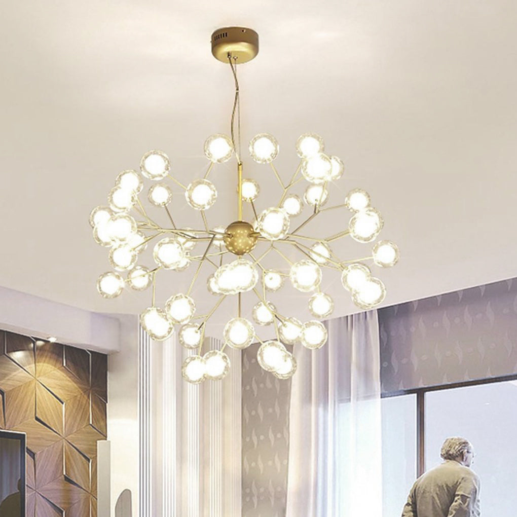 Modern 45 Light LED Branching Glass Globe Chandelier Sputnik Cluster Pendant Ceiling Fixture
