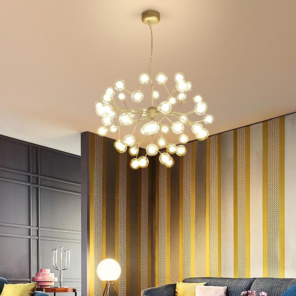 Modern 45 Light LED Branching Glass Globe Chandelier Sputnik Cluster Pendant Ceiling Fixture