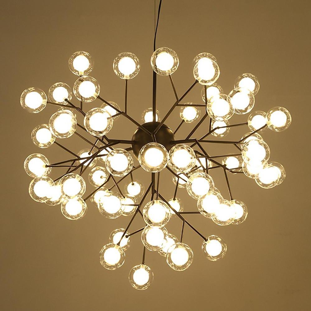 Modern 45 Light LED Branching Glass Globe Chandelier Sputnik Cluster Pendant Ceiling Fixture