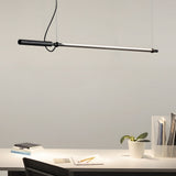 Modern 47 Inch Black Linear LED Pendant Light with Acrylic Tube Shade for Kitchen and Bar