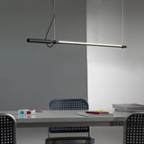 Modern 47 Inch Black Linear LED Pendant Light with Acrylic Tube Shade for Kitchen and Bar