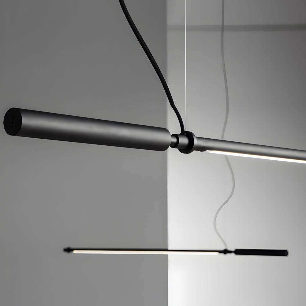 Modern 47 Inch Black Linear LED Pendant Light with Acrylic Tube Shade for Kitchen and Bar