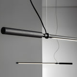 Modern 47 Inch Black Linear LED Pendant Light with Acrylic Tube Shade for Kitchen and Bar