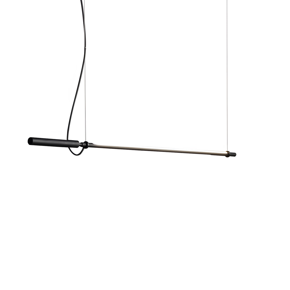 Modern 47 Inch Black Linear LED Pendant Light with Acrylic Tube Shade for Kitchen and Bar