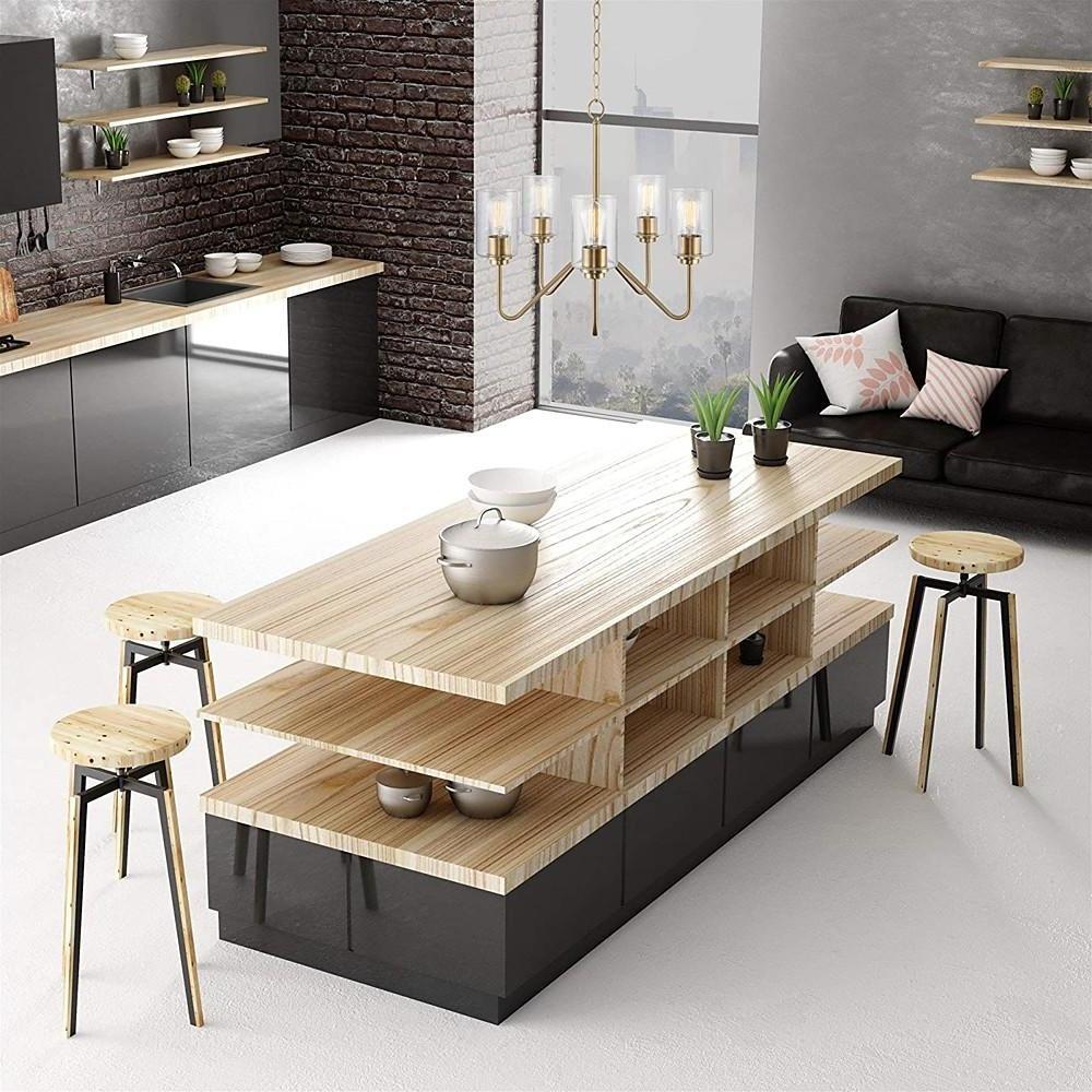 Modern 5 Light Electroplated Glass Candelabra Chandelier Elegant Pendant Lighting for Dining Room