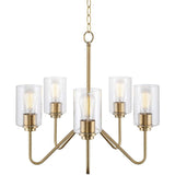 Modern 5 Light Electroplated Glass Candelabra Chandelier Elegant Pendant Lighting for Dining Room