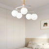 Modern 5 Light Glass Globe Spiral Metal Semi Flush Mount Ceiling Lamp for Home