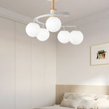 Modern 5 Light Glass Globe Spiral Metal Semi Flush Mount Ceiling Lamp for Home