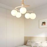 Modern 5 Light Glass Globe Spiral Metal Semi Flush Mount Ceiling Lamp for Home