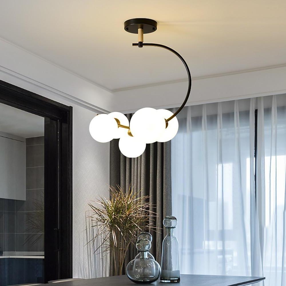 Modern 5 Light Globe Cluster Chandelier Glass Shade Ceiling Pendant for Dining Room