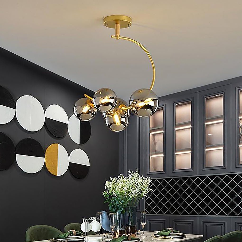 Modern 5 Light Globe Cluster Chandelier Glass Shade Ceiling Pendant for Dining Room