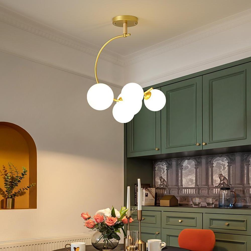 Modern 5 Light Globe Cluster Chandelier Glass Shade Ceiling Pendant for Dining Room