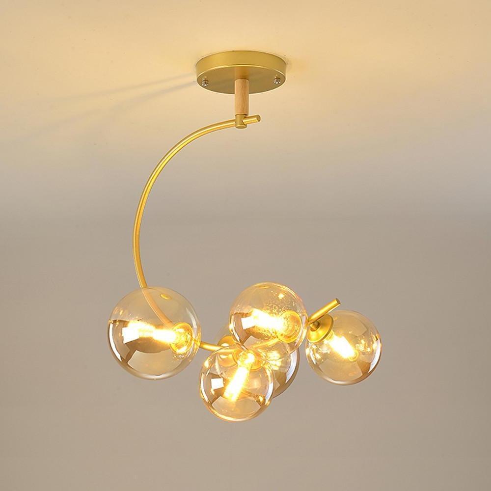 Modern 5 Light Globe Cluster Chandelier Glass Shade Ceiling Pendant for Dining Room