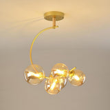 Modern 5 Light Globe Cluster Chandelier Glass Shade Ceiling Pendant for Dining Room