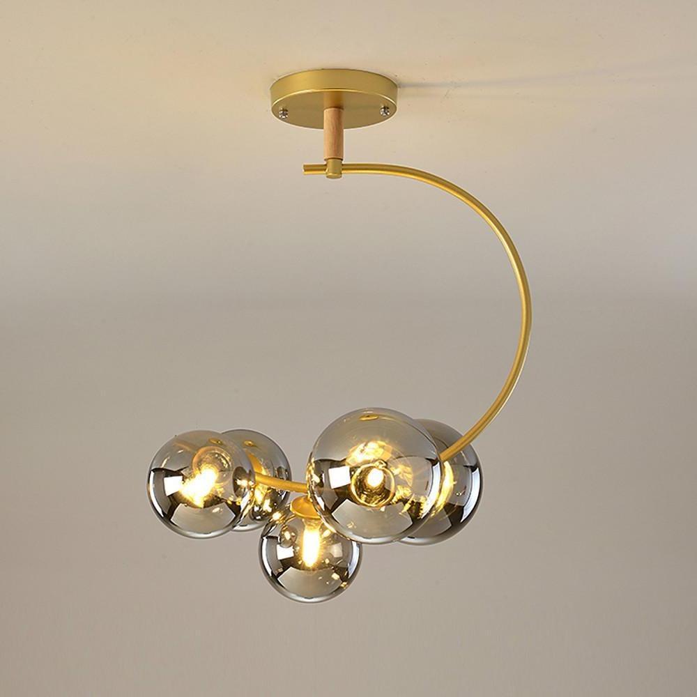 Modern 5 Light Globe Cluster Chandelier Glass Shade Ceiling Pendant for Dining Room