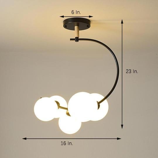 Modern 5 Light Globe Cluster Chandelier Glass Shade Ceiling Pendant for Dining Room