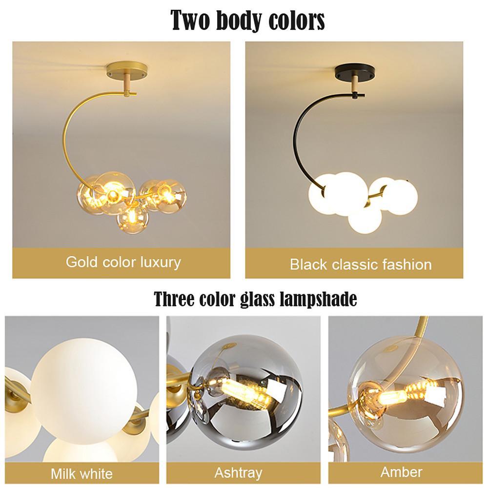 Modern 5 Light Globe Cluster Chandelier Glass Shade Ceiling Pendant for Dining Room