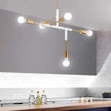 Modern 5 Light LED Branch Chandelier Electroplated Iron Ceiling Lamp for Living Room and Dining Room