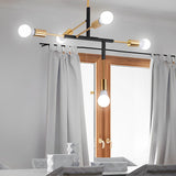 Modern 5 Light LED Branch Chandelier Electroplated Iron Ceiling Lamp for Living Room and Dining Room
