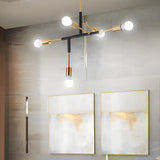 Modern 5 Light LED Branch Chandelier Electroplated Iron Ceiling Lamp for Living Room and Dining Room